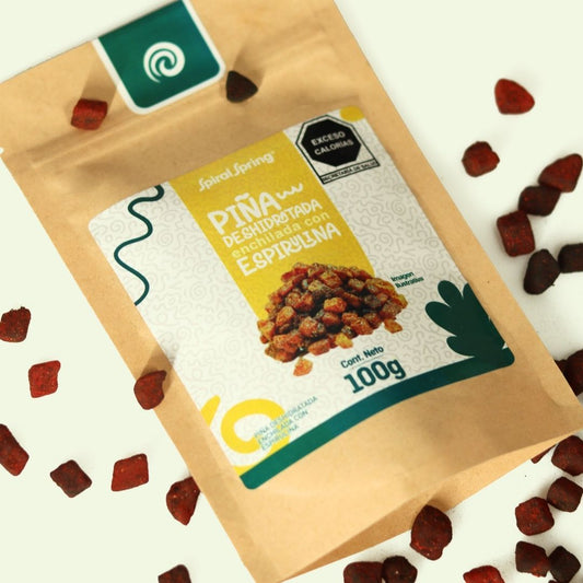 Piña Deshidratada, Enchilada con Espirulina – 100g