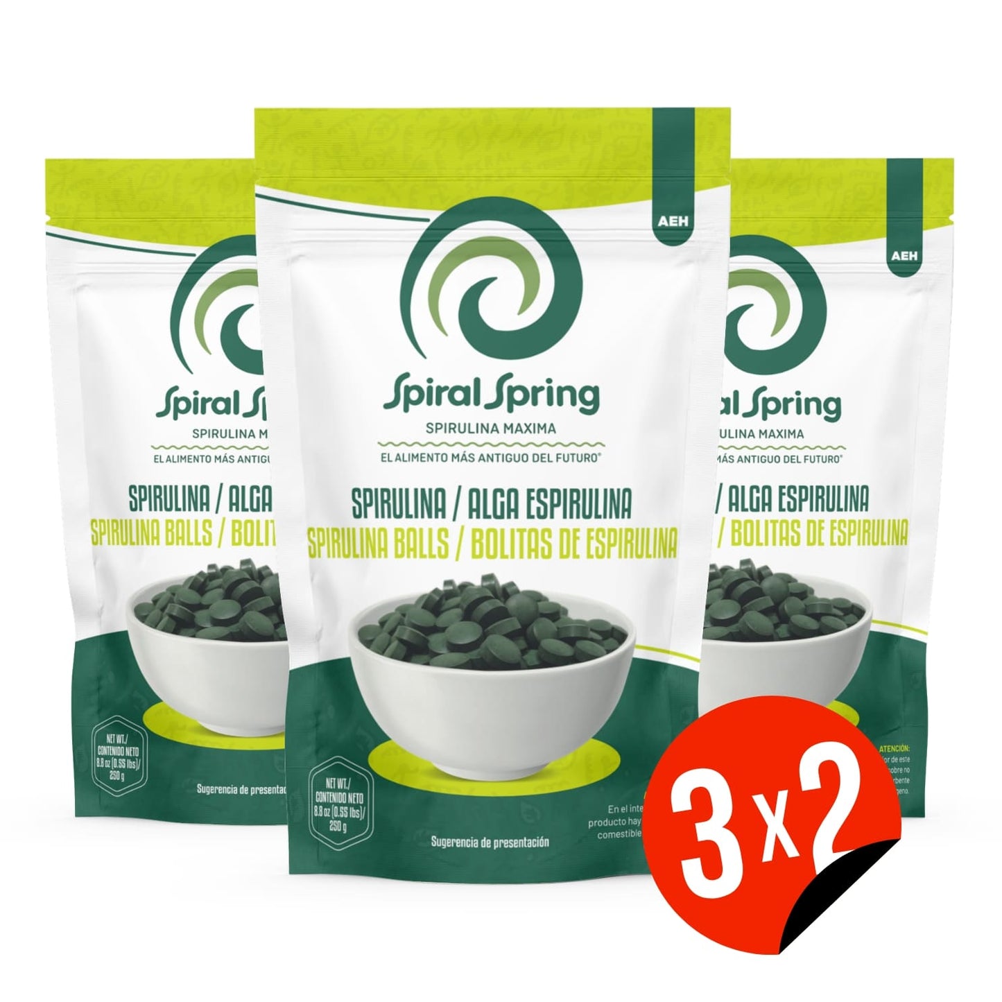 3x2 Bag of Spirulina of 250 grams in balls 