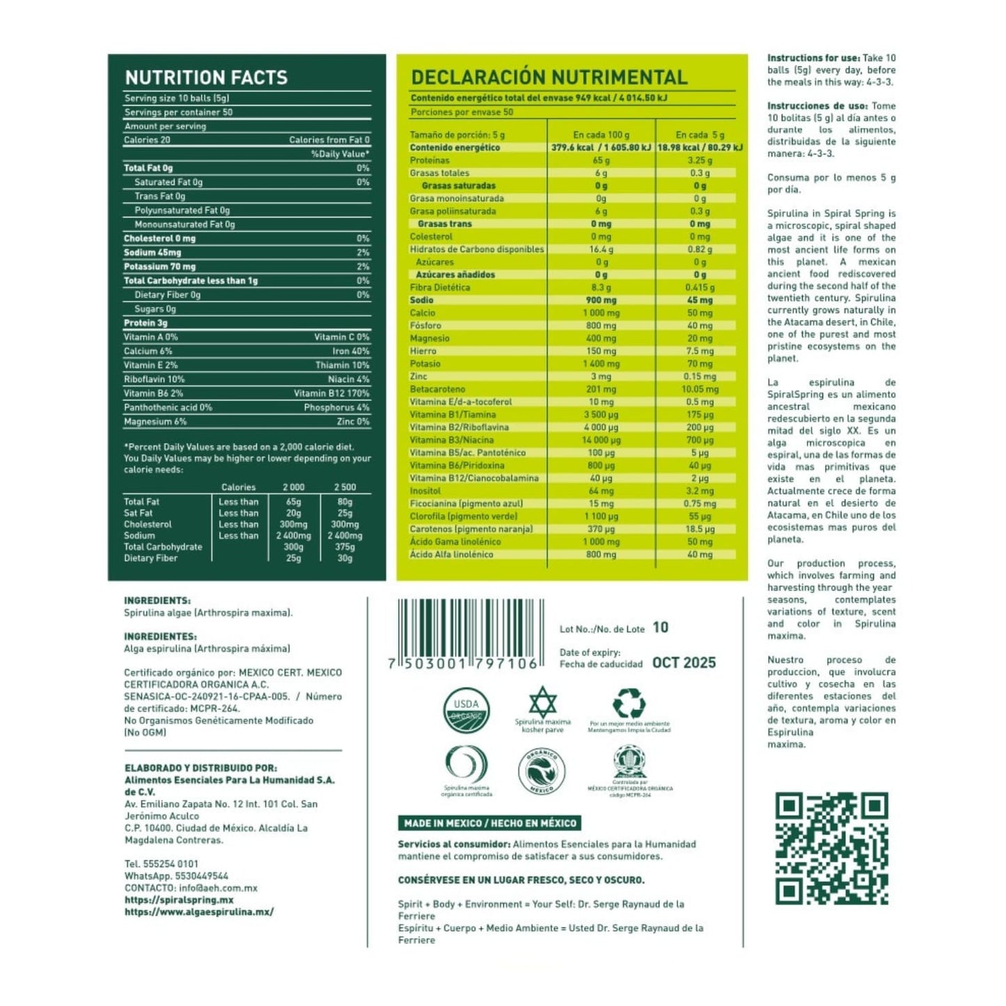 Espirulina en bolitas de 250g