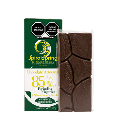 Barra de Chocolate artesanal con Espirulina 47 gramos