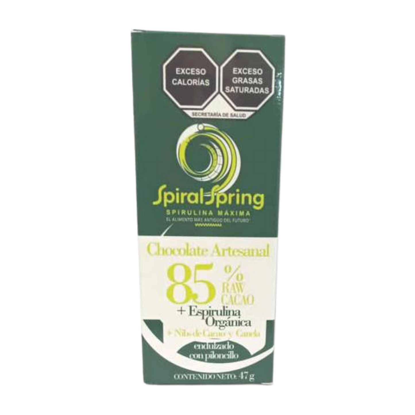 Barra de Chocolate artesanal con Espirulina 47 gramos