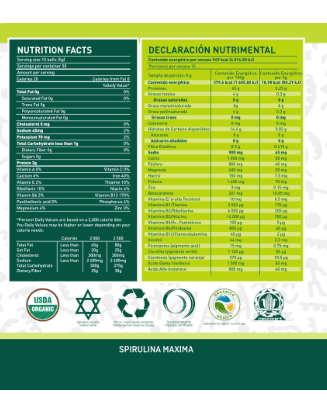 Espirulina en bolitas de 75g