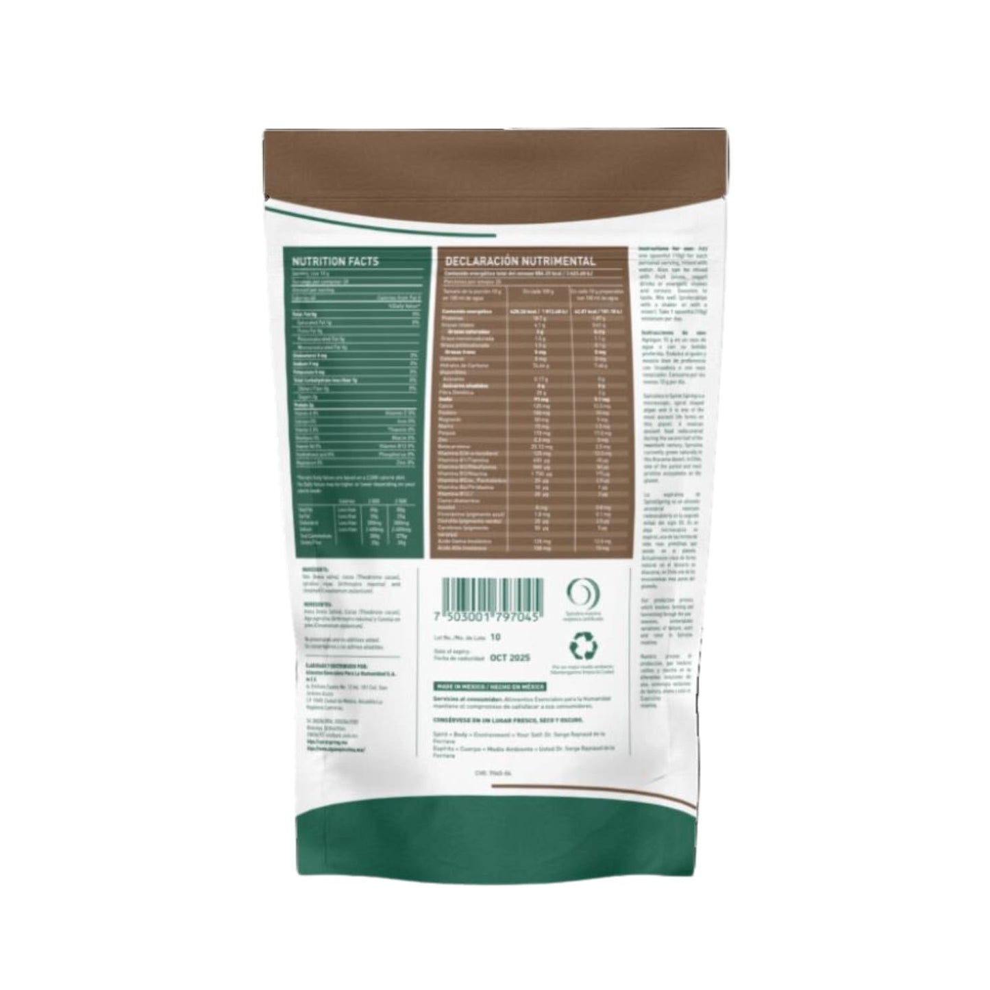 Spirulina + Cocoa and Oatmeal Powder 200g 