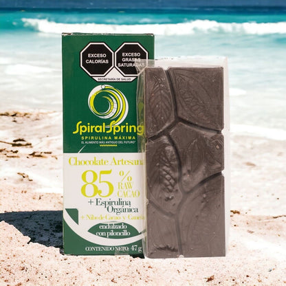 Barra de Chocolate artesanal con Espirulina 47 gramos