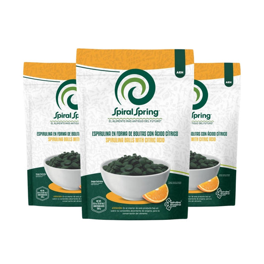 3x2 Bolitas de espirulina con ácido cítrico de 250g