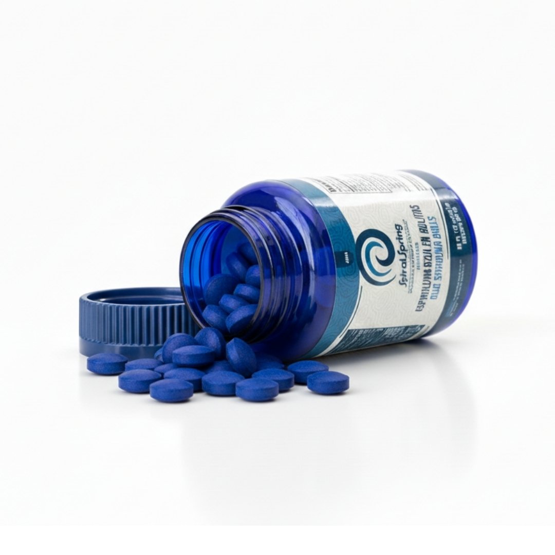 Frasco de Espirulina Azul en bolitas 50g | Ficocianina orgánica.