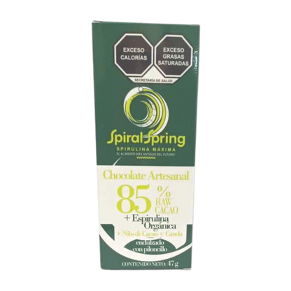 Barra de Chocolate artesanal con Espirulina 47 gramos