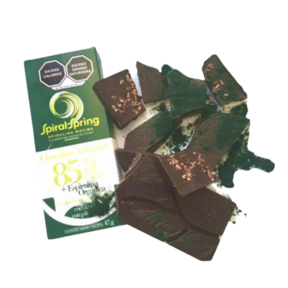 Barra de Chocolate artesanal con Espirulina 47 gramos
